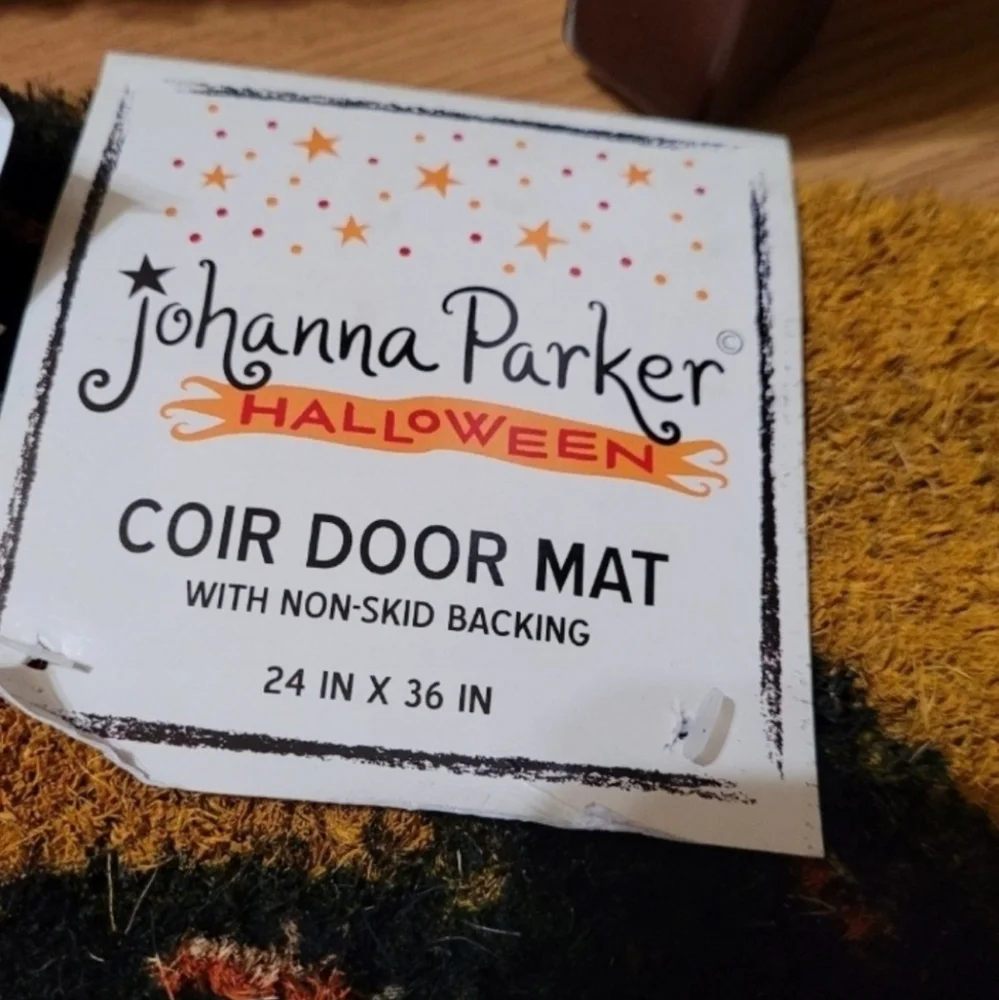 Johanna Parker Halloween Orange and Black Owl Doormat